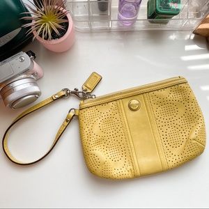 Coach Yellow Classic Perforated C Logo Wristlet